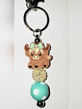 🩵 Handmade Highland Cow Bag Clip / Keychain